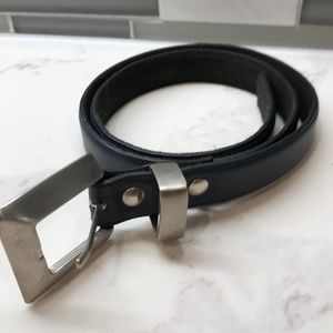 Navy blue leather belt
